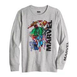 Boys 8-20 Marvel Avenger Captain America, Iron Man, Falcon, Hulk, Black Widow & Back Panther Long Sleeve Graphic Tee