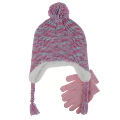 Girls 4-16 Elli by Capelli Spacedye Earflap Hat & Magic Gloves Set