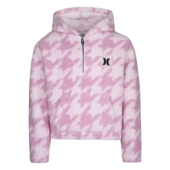 Girls 7-16 Hurley Printed 3/4 Zip Sherpa Hoodie