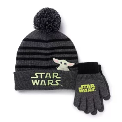 Boys 8-20 Star Wars The Mandalorian Grogu aka Baby Yoda Pompom Hat & Gloves Set