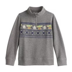 Boys 4-8 Jumping Beans® Grogu Ribbed Quarter Zip Sweater