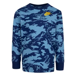 Boys 4-7 Nike Camo Print Long Sleeve Logo Tee