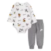 Baby Boy Nike White Allover Print Nikemoji Bodysuit & Gray Jogger Pants Set -kids pajamas set Sales 5679296