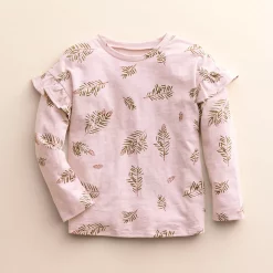 Baby & Toddler Little Co. by Lauren Conrad Organic Long-Sleeve Ruffle Tee -kids pajamas set Sales 5687880 Icy Mauve Pine Branch