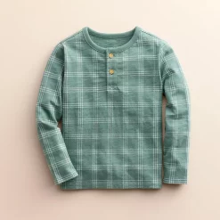 Baby & Toddler Little Co. by Lauren Conrad Organic Long-Sleeve Henley -kids pajamas set Sales 5687881 Pine Green Plaid