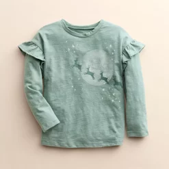 Girls 4-8 Little Co. by Lauren Conrad Organic Long-Sleeve Ruffle Tee 7 Girls 4-8 Little Co. by Lauren Conrad Organic Long-Sleeve Ruffle Tee -kids pajamas set Sales 5688210 Ocean Green Reindeer
