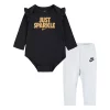 Baby Girls Nike "Just Sparkle" Ruffle Bodysuit and Leggings Set