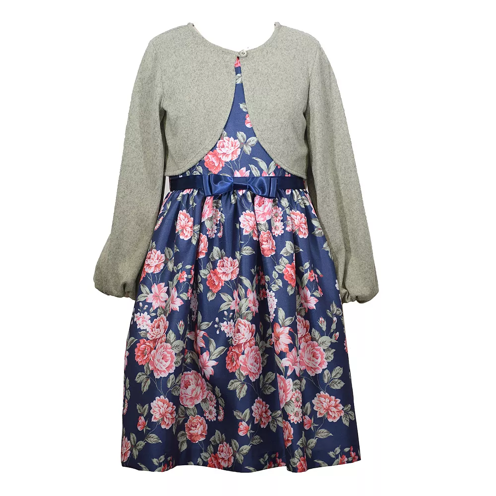 Girls 7-16 Bonnie Jean Shantung Dress with Cardigan 3 Girls 7-16 Bonnie Jean Shantung Dress with Cardigan