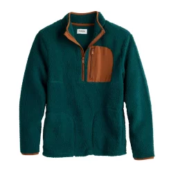 Boys 8-20 Sonoma Goods For Life Sherpa Half-Zip Jacket -kids pajamas set Sales 5691523 Green