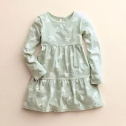 Girls 4-8 Little Co. by Lauren Conrad Organic Long-Sleeve Tiered Dress -kids pajamas set Sales 5696548 Mint Dove Print
