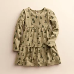 Girls 4-8 Little Co. by Lauren Conrad Organic Long-Sleeve Tiered Dress -kids pajamas set Sales 5696548 Olive Tree