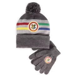 Boys 8-20 Harry Potter Hogwarts Crest Pompom Hat & Gloves Set