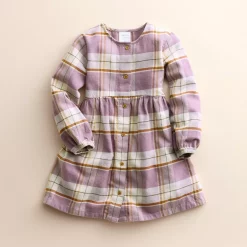 Girls 4-8 Little Co. by Lauren Conrad Organic Shirt Dress -kids pajamas set Sales 5697507 Plum Brown Plaid