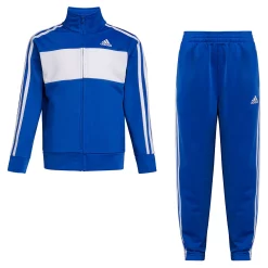 Boys 4-7 adidas Blue & White Essential Tricot Track Jacket & Jogger Pants Set