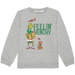 Boys 8-20 Dr Seuss "Feelin' Grinchy" Holidays Fleece Crewneck