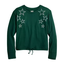 Girls 6-20 SO® Cozy Cinch Hem Tee in Regular & Plus Size -kids pajamas set Sales 5708326 Green Star