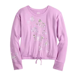 Girls 6-20 SO® Cozy Cinch Hem Tee in Regular & Plus Size -kids pajamas set Sales 5708326 Purple Butterfly