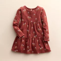 Baby & Toddler Little Co. by Lauren Conrad Organic Tiered Dress -kids pajamas set Sales 5710090 Maroon Folk Floral