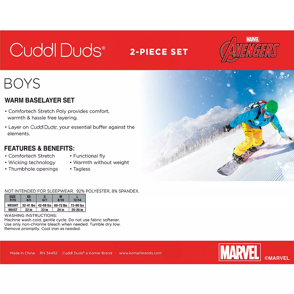 Boys 4-18 Cuddl Duds Avengers Stretch 2-Piece Base Layer Set 5 Boys 4-18 Cuddl Duds Avengers Stretch 2-Piece Base Layer Set - Image 3