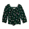 Girls 4-16 SO® 3/4-Sleeve Tie Front Woven Top in Regular & Plus Size -kids pajamas set Sales 5737542 Green Roses