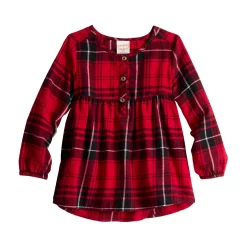 Toddler Girl Jumping Beans® High-Low Flannel Babydoll Top -kids pajamas set Sales 5747864 Red Plaid