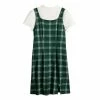 Girls 6-20 SO® Short Sleeve Mock Neck Top & Plaid Mini Shift Dress Set in Regular & Plus -kids pajamas set Sales 5758909 Green Aqua Plaid