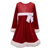 Girls 7-20 Bonnie Jean Sparkle & Velvet Faux Fur Trim Holiday Dress in Regular & Plus -kids pajamas set Sales 5776973
