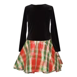 Girls 7-20 Bonnie Jean Velvet & Plaid Holiday Dress in Regular & Plus -kids pajamas set Sales 5776989 ALT2