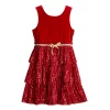 Girls 7-16 Three Pink Hearts Velvet and Sequins Dress -kids pajamas set Sales 5789341