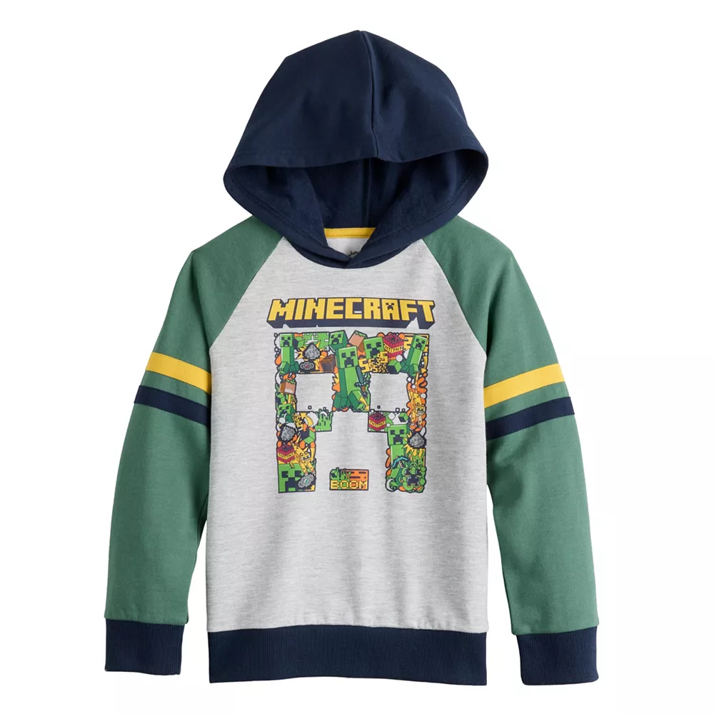 Boys 4-12 Jumping Beans® Minecraft Raglan Graphic Hoodie 3 Boys 4-12 Jumping Beans® Minecraft Raglan Graphic Hoodie