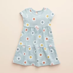 Baby & Toddler Girl Little Co. by Lauren Conrad Organic Short-Sleeve Tiered Dress -kids pajamas set Sales 5911794 Large Flower
